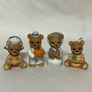 Vintage Homco Teddy Bear Harvest Figurine Porcelain Native American Indian #5312